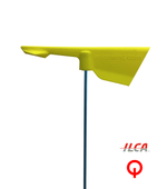 Yellow wind vane on a white background with ILCA and Q logos.